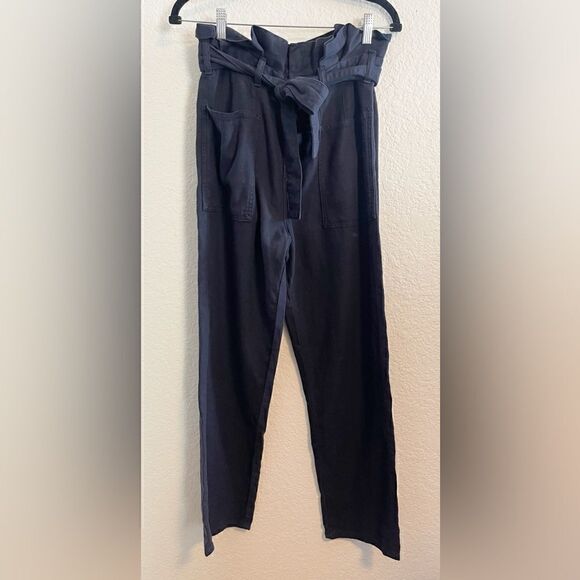 Joe’s The Brinkley High Rise Linen Paperbag Jeans in navy blue 26 - Picture 3 of 5